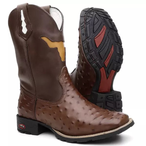 Bota Texana Avestruz Yellow Bull Masculino