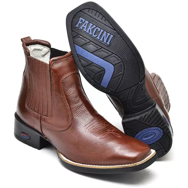 Botina Texana Saddle em Couro Masculino