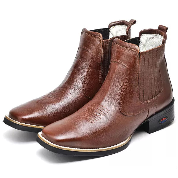 Botina Texana Saddle em Couro Masculino