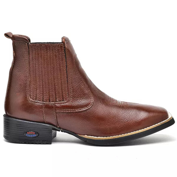 Botina Texana Saddle em Couro Masculino