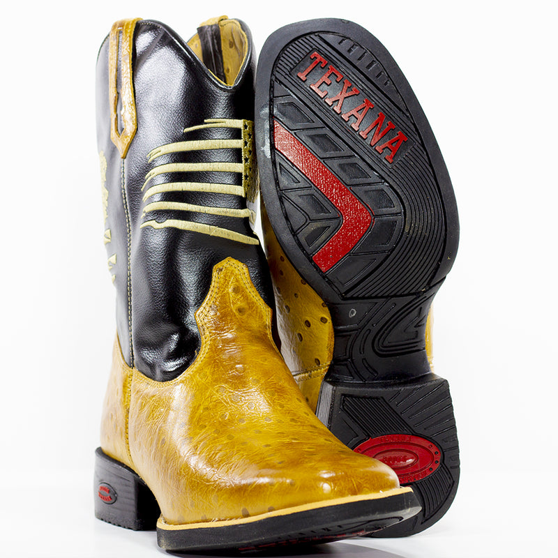 Bota Texana Shadow Gold Avestruz Masculino