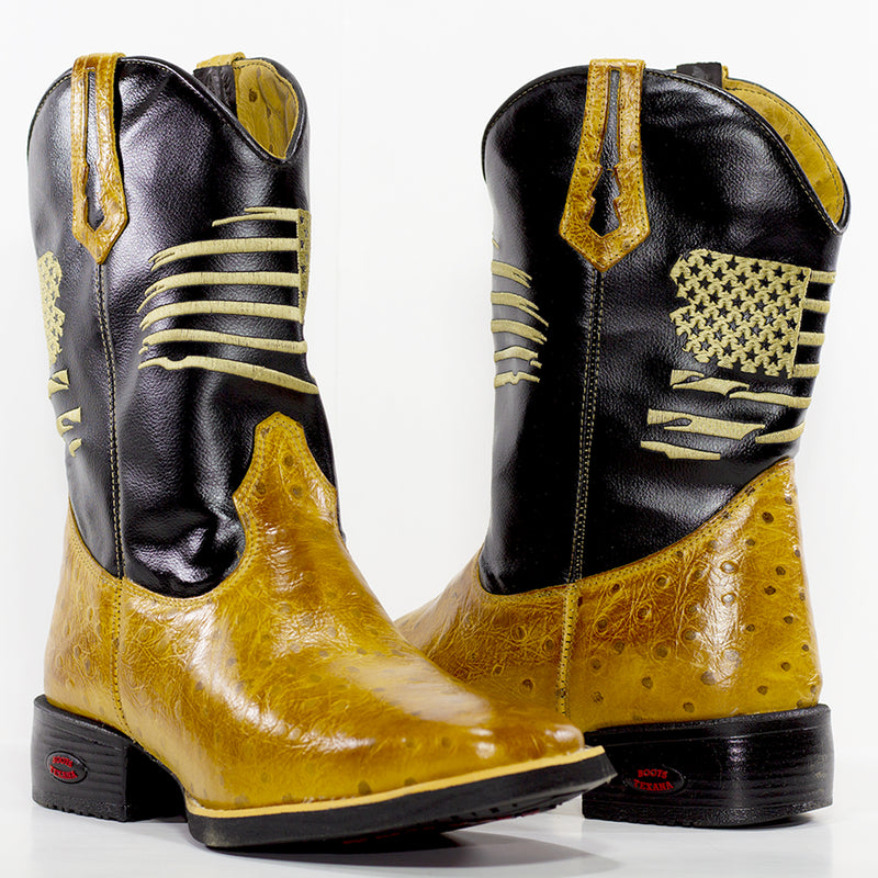 Bota Texana Shadow Gold Avestruz Masculino