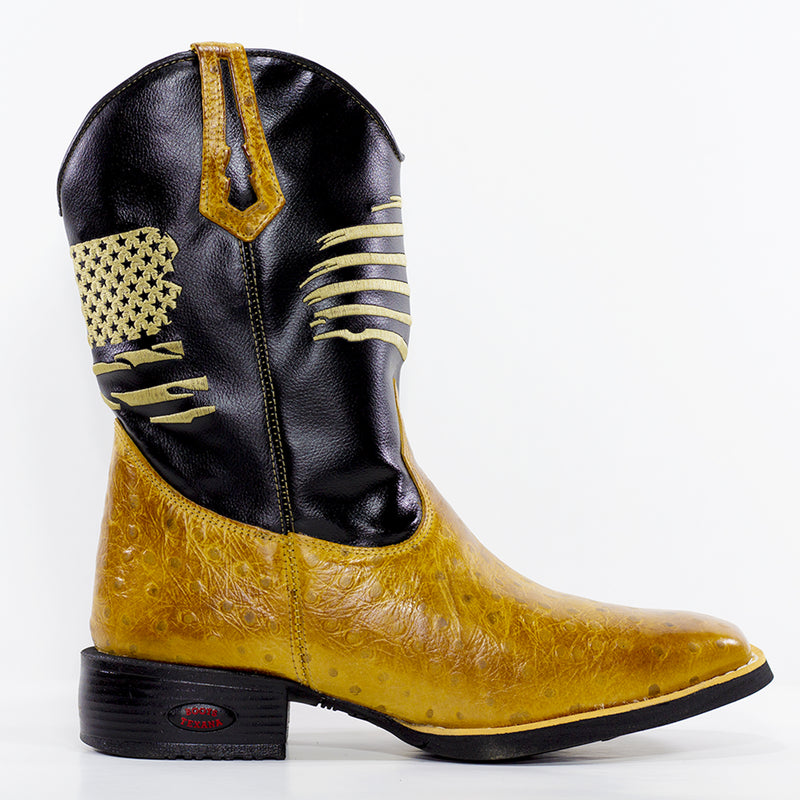 Bota Texana Shadow Gold Avestruz Masculino