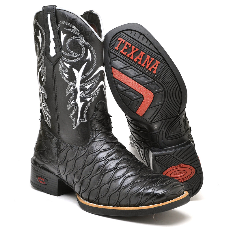 Bota Texana Thunder Escamada Preta Masculino