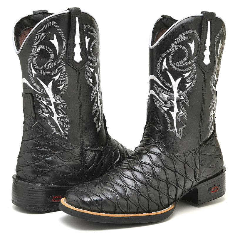 Bota Texana Thunder Escamada Preta Masculino