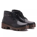 Coturno Tratorada Spike em Couro Preto