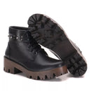 Coturno Tratorada Spike em Couro Preto