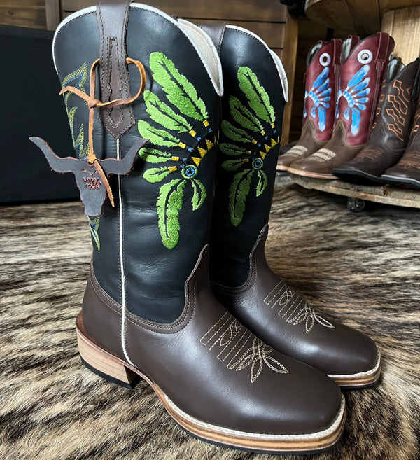 Bota Texana Salto Carrapeta Verde Masculino