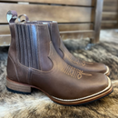 Botina Texana Em Couro Premium Salto de Madeira