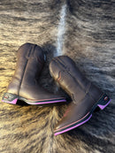 Bota Texana Feminina Boi Brilhante Rosa Bico Quadrado