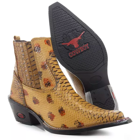 Bota Texana Cano Curto Bico Fino Brandit Jacaré Banana Masculino