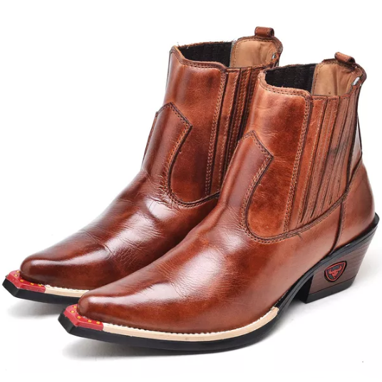 Bota Texana Cano Curto Bico Fino Sierra Marrom Masculino