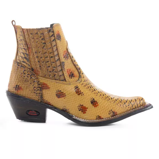 Bota Texana Cano Curto Bico Fino Brandit Jacaré Banana Masculino