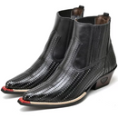 Bota Texana Cano Curto Bico Fino Brandit Jacaré Preto Masculino