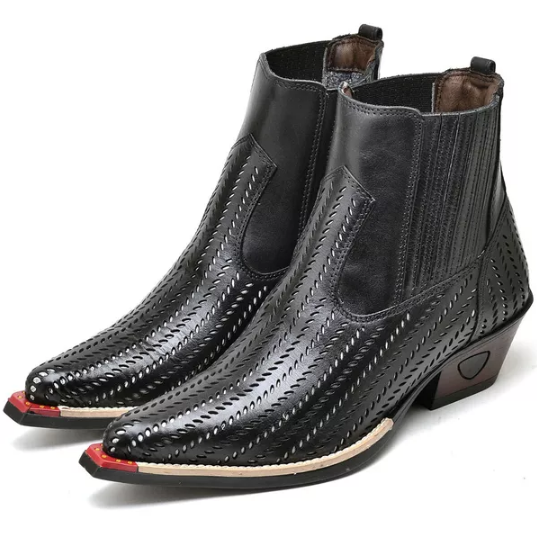 Bota Texana Cano Curto Bico Fino Brandit Jacaré Preto Masculino