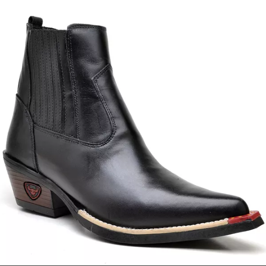 Bota Texana Cano Curto Bico Fino Sierra Preto Masculino