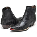 Bota Texana Cano Curto Bico Fino Brandit Jacaré Preto Masculino