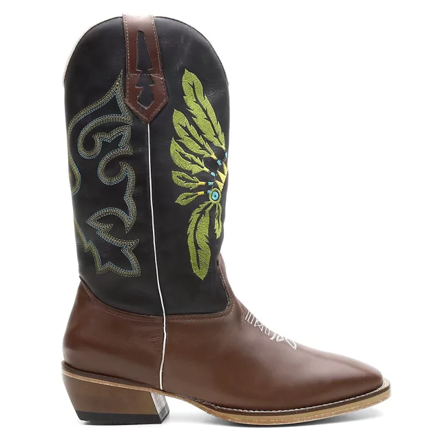 Bota Texana Salto Carrapeta Verde Masculino