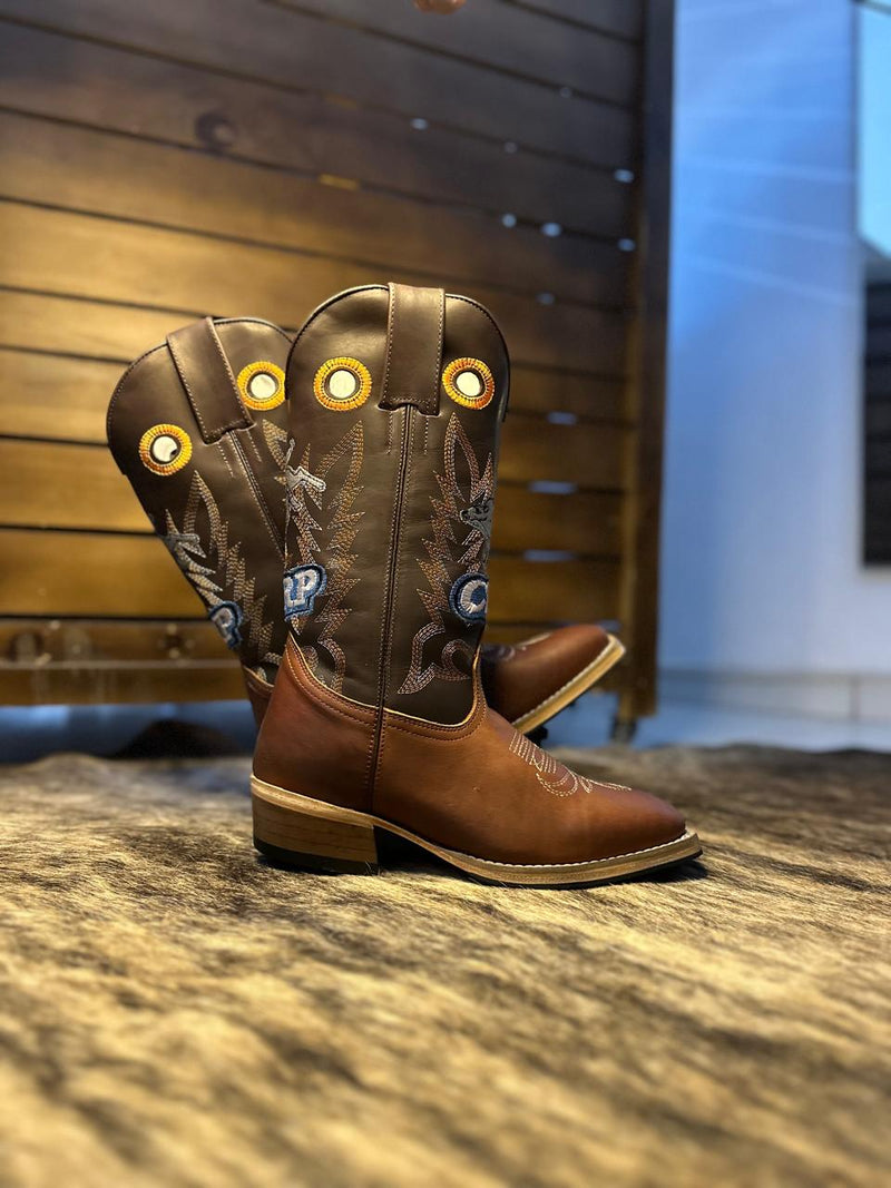 Bota Texana Masculina American Brown Bico Quadrado VWA Boots