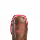 Bota Texana Feminina Boi Brilhante Rosa Bico Quadrado