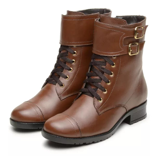 Coturno Isa em Couro com Fivela Feminino