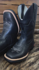 Bota Texana Feminina Boi Brilhante Preta Bico Quadrado