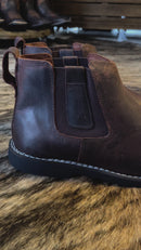 Botina Chelsea Bico Redondo Marrom Masculino