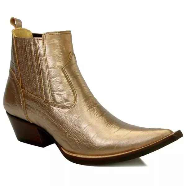 Bota Texana Cano Curto Bico Fino Gold Plain Masculino