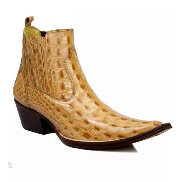 Bota Texana Cano Curto Bico Fino Gold Gator Masculino