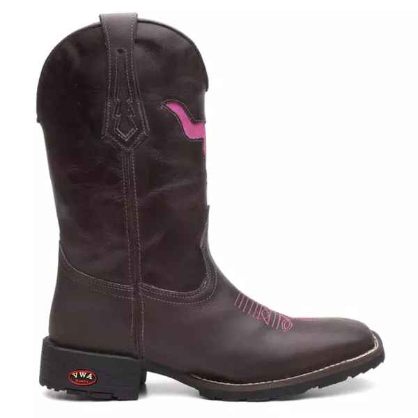 Bota Texana Feminina Bull Pink Bico Quadrado