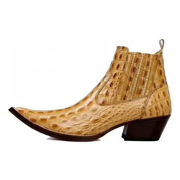 Bota Texana Cano Curto Bico Fino Gold Gator Masculino