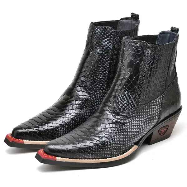 Bota Texana Cano Curto Bico Fino Brandit Jacaré Preto Masculino