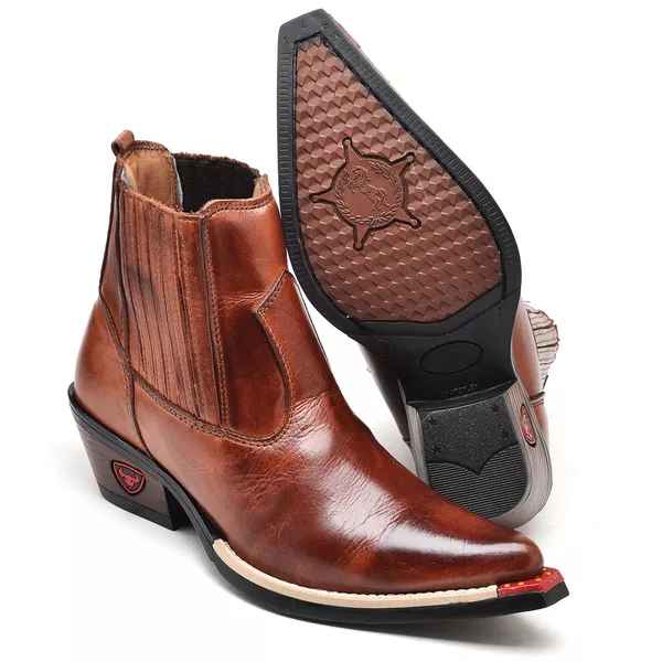 Bota Texana Cano Curto Bico Fino Sierra Marrom Masculino