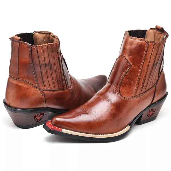 Bota Texana Cano Curto Bico Fino Sierra Marrom Masculino