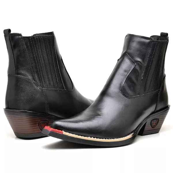 Bota Texana Cano Curto Bico Fino Sierra Preto Masculino