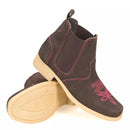 Botina Feminina de Elástico em Couro Marrom